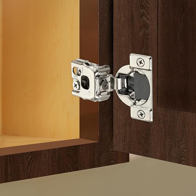 50 Pack (25 Pairs) 1" Overlay Soft Close Cabinet Hinges, Satin Nickel Stainless Steel Concealed Hinges with 3D Self-Closing for Face Frame Doors & Kitchens