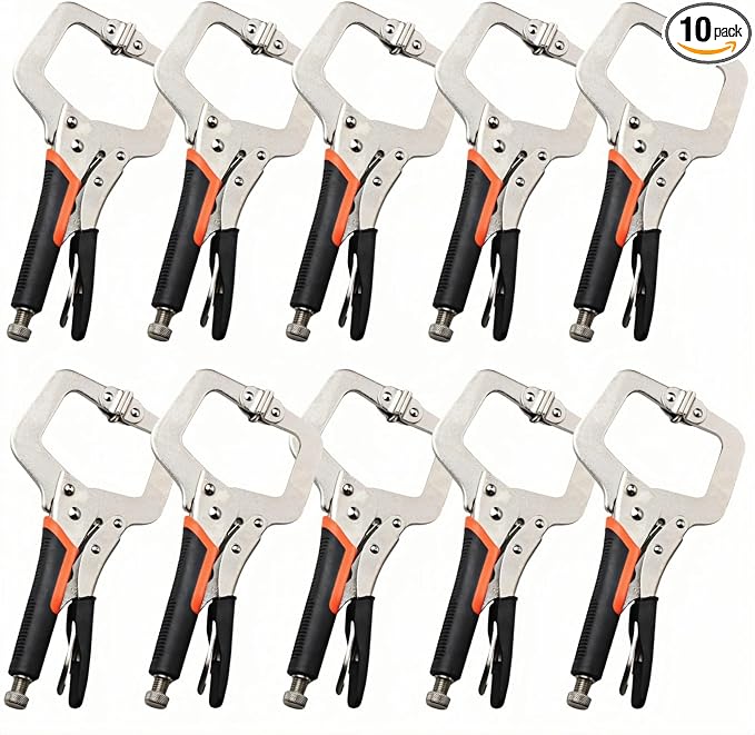 6 inch C Clamp Locking, 10Pcs Heavy Duty Welding Clamps Pliers Set Vise Grip Clamps with Swivel Pad for Electrician Maintenance, Wood Working, Welding and Craftsmen Home Workshop