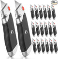 DIYSELF 20 Pack Box Cutter, Rubber Handle Utility Knife, Box Cutter Retractable Heavy Duty, Box Cutters Knife for Boxes, Cardboard, SK5 Steel Blades, Razon knife for Warehouse, Home