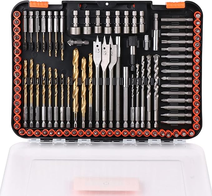 HORUSDY Impact Drill Bit Set, 112-Pieces 1/4" Hex Shank Impact Driver Bits and Screwdriver Bits Set for Screw Driving and Wood Metal Cement Drilling Screwdriver Bits Set with Storage Case