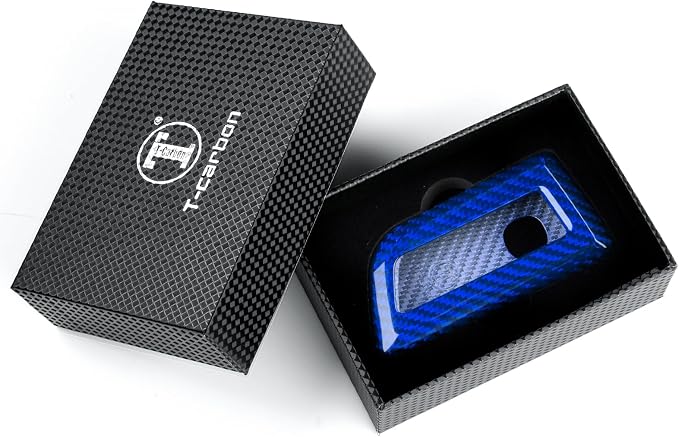 T-carbon Key Fob Cover Fits Acura MDX 2024 5 Buttons,Real Glass Fiber Key Fob Case Compatible with Acura RDX MDX RLX NSX ILX TLX TLX-L CDX Integra 2022-2024 Smart Remote Keyless Accessories Blue