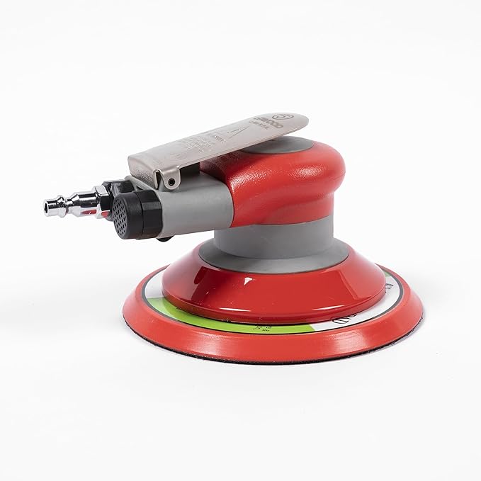 Pneumatic random orbital sander 6-inch light weight palm sander 3/16" (5 mm) diameter orbit 12000 RPM with extra 15pcs sandpaper