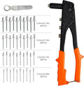 Rivet Gun, Manual Pop Rivet Gun with 4 Replaceable Nosepieces & 200 PCS Rivets, Hand Riveter for Automotive, Furniture, DIY & Metal Working