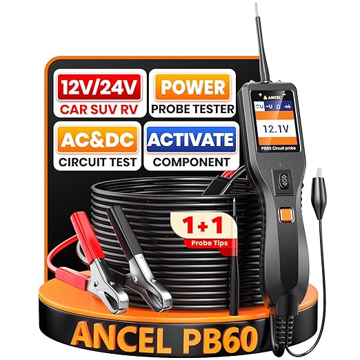 ANCEL PB60 Power Circuit Probe Tester, 12-24V Power Circuit Probe Tool, All-in-One Electrical System Probe with Component Activation, Short Finder, Digital Multimeter Ohmmeter for Cars Trucks RVs ﻿﻿