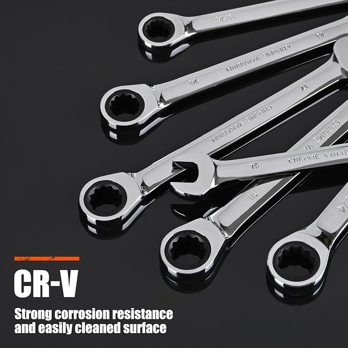Egofine 9/16 wrench and 3/4 ratchet wrench, SAE Ratcheting Wrench Set, Industrial Grade Gear Spanner with 12-Point Design, 72-Tooth Ratchet, Chrome Vanadium Steel