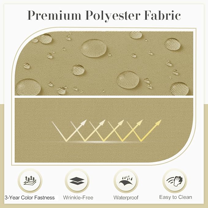 Cozyide Outdoor Chair Cushions, Waterproof Patio Seat Cushions with Adjustable Straps, Round Corner Patio Chair Cushions for Garden, Khaki, 17x16x2 Inch (Pack of 2)