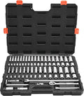 VEVOR Socket Set, 76 Pieces, 3/8 inch Drive Socket and Ratchet Set, SAE and Metric, Deep and Shallow, Mechanic Tool Kit with Accessories and Storage Case, CR-V Alloy Steel, for Automotive Repair