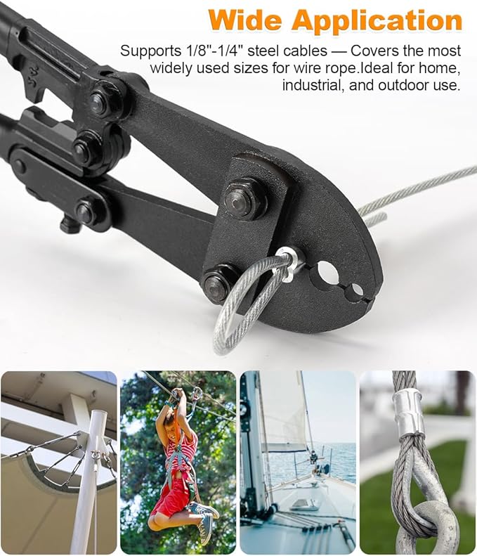 TooTaci 24 Inch Hand Swaging Tool, Wire Rope Crimping Tool for 1/8" 3/16" 1/4" Wire Cable, Heavy Duty Cable Long Hand Swager Crimper for Copper and Aluminum Oval Sleeves and Stop Sleeves