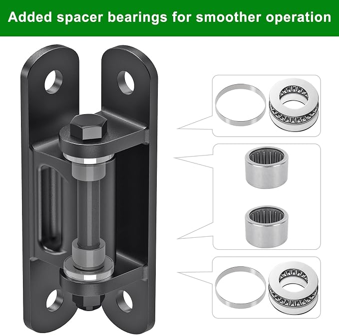 Insaga Heavy Duty Gate Hinge with Bearing, 6.7'' Weld On or Bolt On Hinge, 6mm Thick Carbon Steel 1100lb Capacity 90° /180° Smooth Opening for Metal/Wood Gates (Bolt Hinge Powder coated-90°-2Pack)