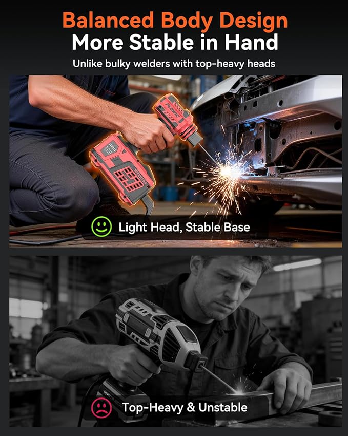 Portable Welding Machine:【2026 Upgraded】110V Handheld Welder with Balanced Design, LCD Display & 3 Modes (MMA/Hot Start/Arc Force), 200A IGBT Inverter ARC Welder Gun Fits 1/16"-1/8" Rods, Red