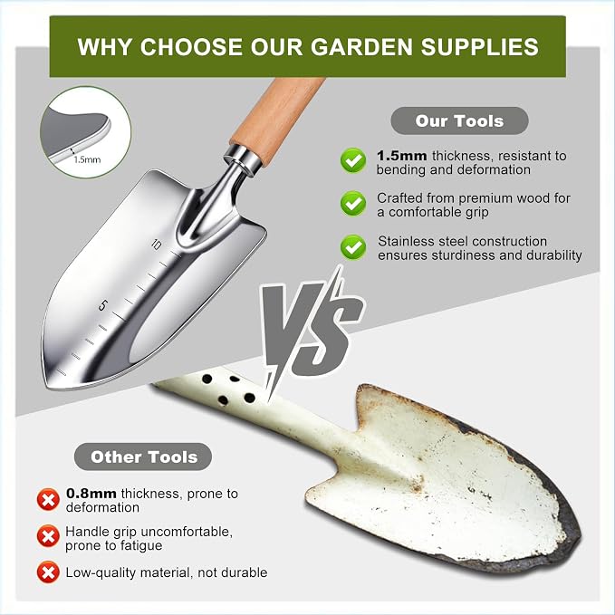Kynup Gardening Tools, Garden Tools Set with Garden Trowel, Hand Garden Shovel, Gardening Essentials, Supplies, Garden Stuff, Gardening Gifts for women, Gardenig Kit for Starters