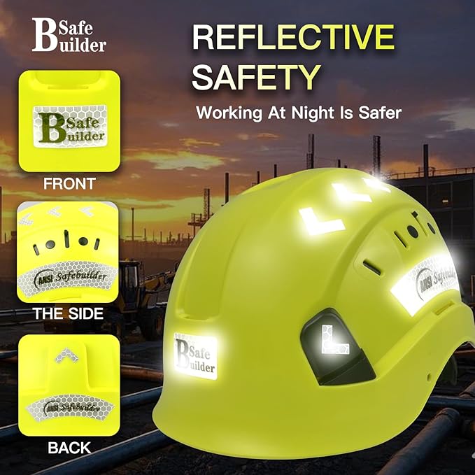 Construction Safety Helmet ABS Hard Hat Adjustable Ventilation System Hardhats Industrial Work Head Protection for Men Certified ANSI/ISEA Z89.1
