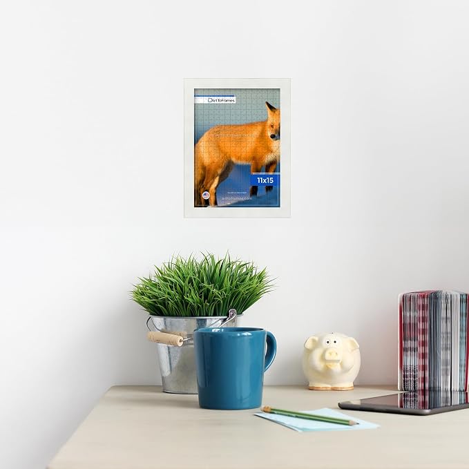 ArtToFrames Puzzle Frame for Buffalo Games 100 Piece Jigsaw Puzzles, 11x15 Inch (28x38 cm), Soft White Engineered Wood with Regular Glass, Ready to Hang Puzzle Display
