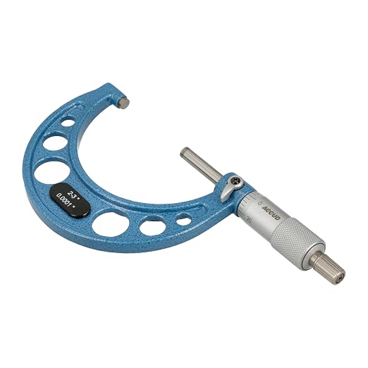 Outside Micrometer 2-3" Measuring Range, 0.0001" Graduation, Ultra-Precision Machinist Tool, Carbide Tips, Vernier Scale, Ratchet Stop, Includes Case