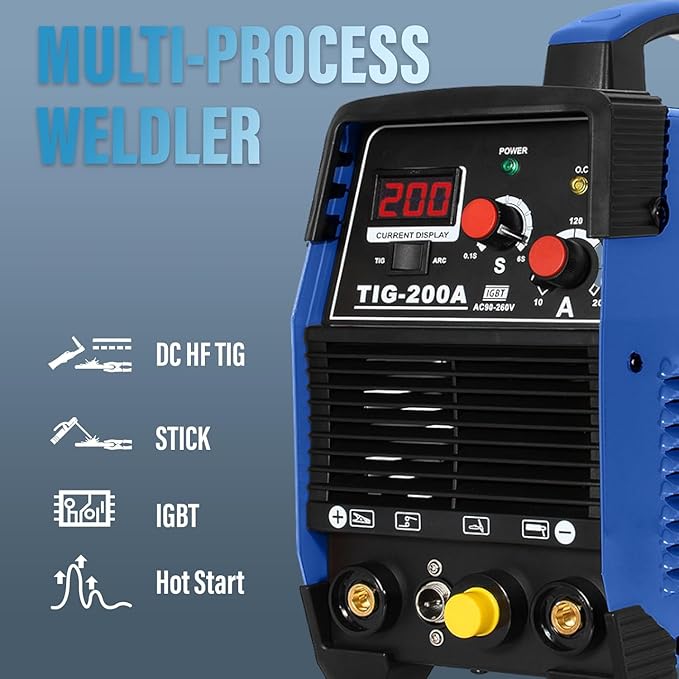 S7 TIG Welder 200 Amp, HF Start TIG/ARC Stick Welder, 110V/220V Dual Voltage DC Inverter Welding Machine with Pulse TIG, LED Display, Portable Welder for Stainless Steel, Mild Steel, DIY & Repair
