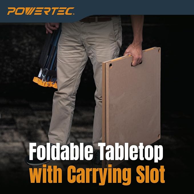 POWERTEC Arachni-Flex 24" x 48" Foldable Workbench Tabletop - Portable Work Surface with Pre-drilled Dog Holes, T-Tracks & Quick-Insert Locks for Arachni Flex Woodworking Collapsible Workstand (72034)