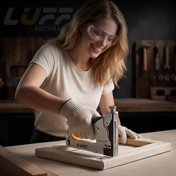 Staple Gun - LUFF 3 in 1 Heavy Duty Stapler Gun with Staple Remover and 3000 Staples for Upholstery, Manual Brad Nailer Power Adjustment Stapler Gun for Wood, Decoration, Crafts DIY