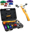 Ratcheting Pipe Tube Bender Set 1/4" to 7/8" O.D., 90° Forward & Reverse Bending Tool W/ 7 Color-Coded Aluminum Heads, Pipe Cutter & Deburring Tool for HVAC, Refrigeration & Plumbing