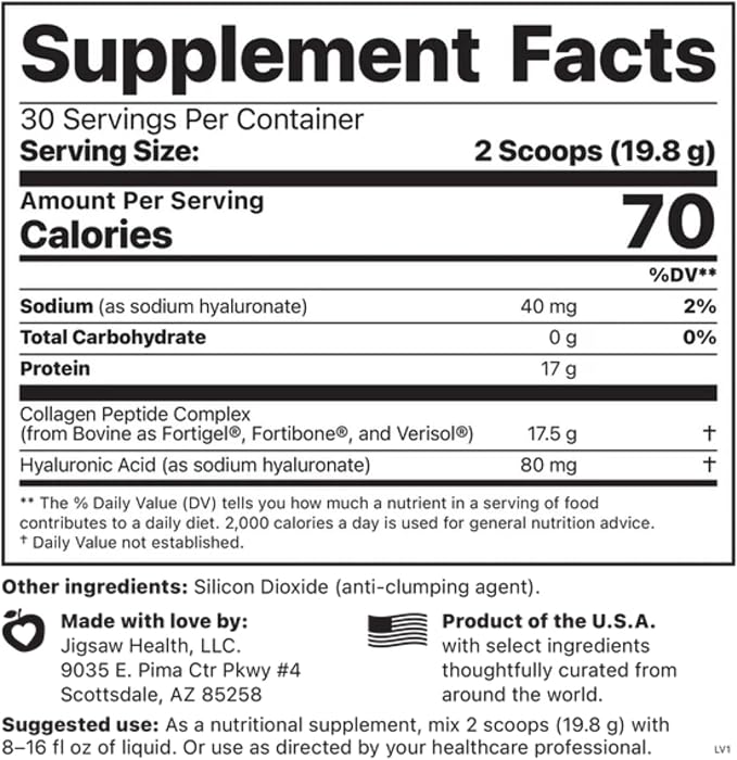 Jigsaw Health Collagen Boost | Promotes Healthy Joints, Cartilage, Skin, and Hair | 30 Servings