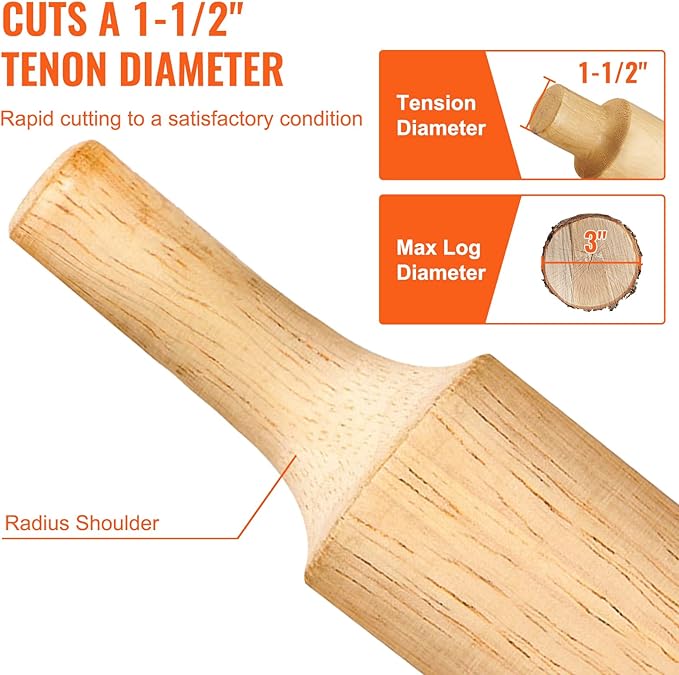 VEVOR Tenon Cutter, 1.5" / 38 mm Diameter, Premium Aluminum & Steel Log Furniture Cutter, with Dual Curved Blades & Button Screws Home Master Kit, Commercial Woodworking Tool for Home Beginner DIY