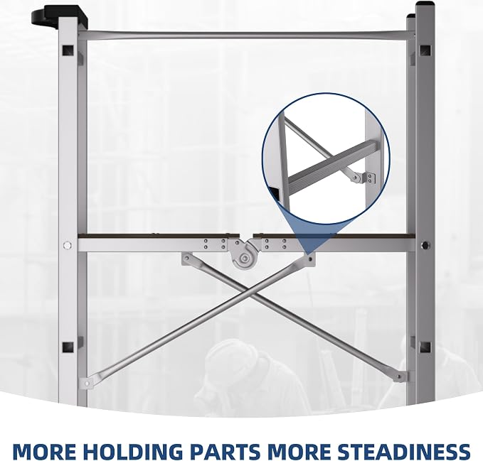 APARECIUM 5' Foldable Aluminum Scaffolding, Portable Scaffolding Ladder, Rolling Scaffolding Work Platform, Scaffold Tower, Ladder Stool Work Bench, Adjustable Work Platform, 330 Lbs Duty Rate