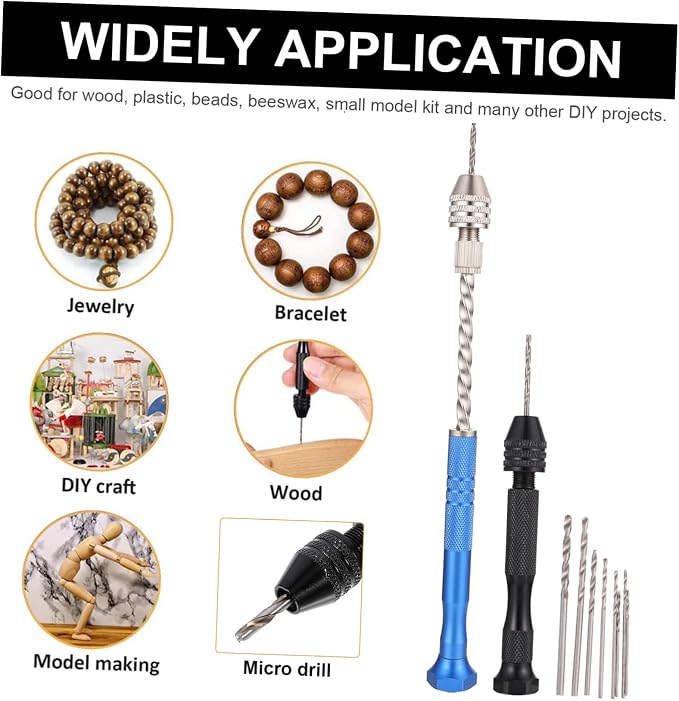 Angoily 3sets Hand Drills Vise Steel Jewelry Making Drills Pin Vise for Resin Crafting
