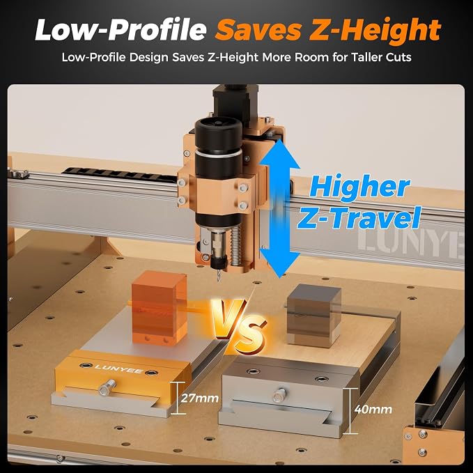 Low Profile CNC Vise for CNC Router Machine, Aluminum Workholding Clamp for Wood & Metal Milling, Designed for Limited Z-Axis Machines, 7.87" x 3.94" (20x10cm), 136mm Clamping Range