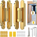 9.7" Hidden Door Hinge/Concealed Hinges,Invisible Hinges,Invisible Door Silent 180 Degree Swing Hinge 3-Way Adjustable Butt 9.7 x 3.3 x 1inch (Golden, 9.7 inches)