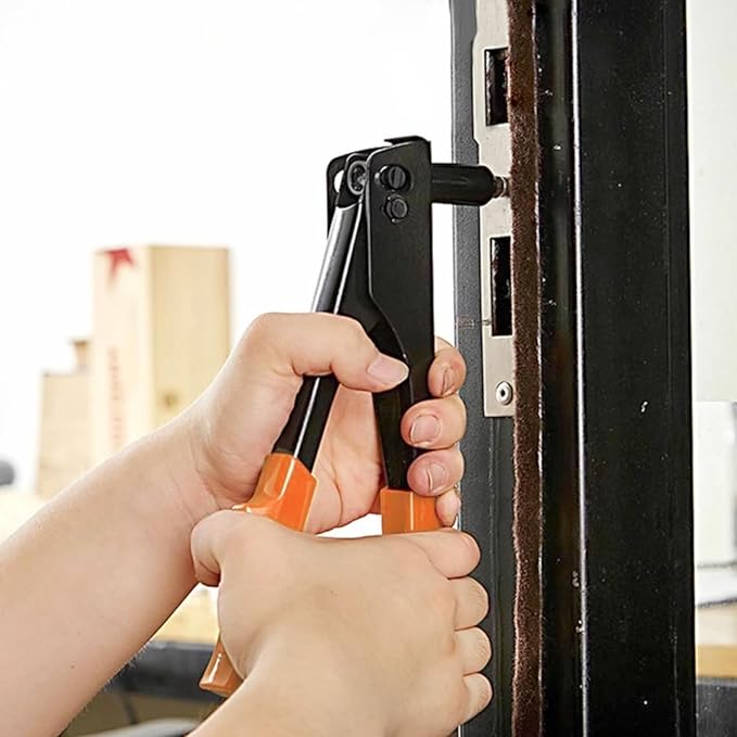 4-in-1 Heavy Duty Hand Riveter Rivet Gun Pop Rivet Tool Kit with 100 Rivets 3/32-inch, 1/8-inch, 5/32-inch, 3/16-inch,4 Interchangeable Nosepieces for Metal,Plastic,Wood and Leather