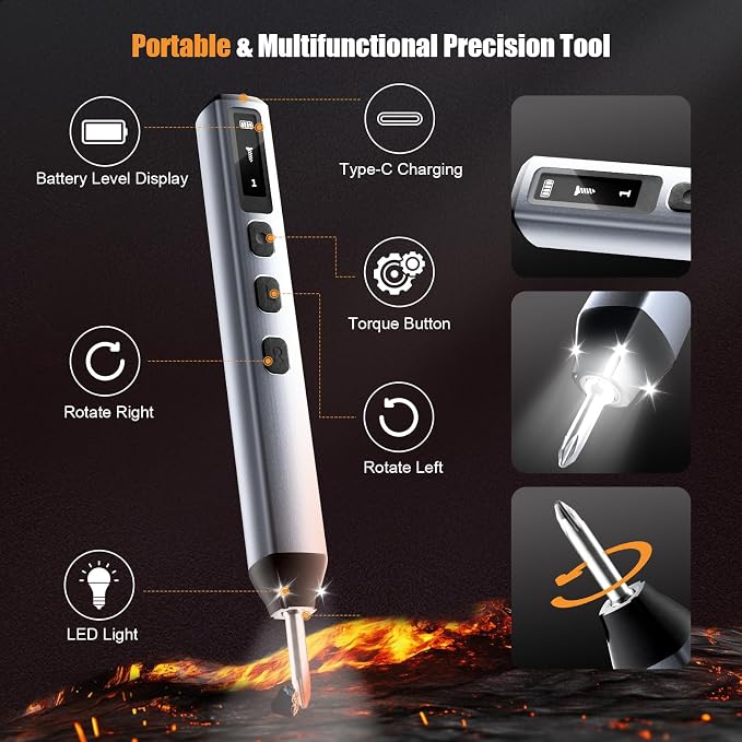 83-In-1 Mini Electric Screwdriver Set Cordless Precision Screwdriver With 72 Magnetic Drill Bits/Led Light/5 Torque Settings Multi-Purpose Precision Repair ToolSet for Phone Laptop Switch Camera Watch