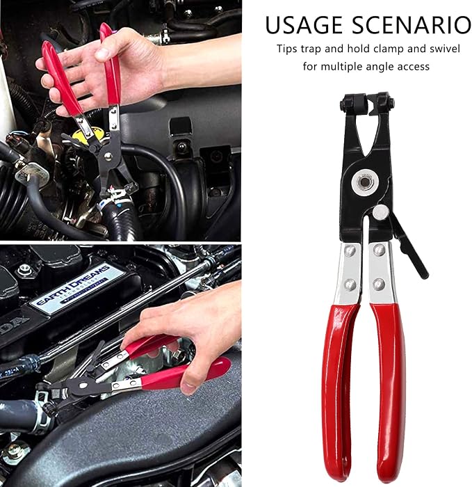 Tnisesm 121Pcs 6-22mm Spring Hose Clamp Assortment Kits with Swivel Flat Band Fuel Hose Clamp Plier, Silicone Vacuum Hose Action Pipe Clamp Low Pressure Air Clip Clamp for Hose Clamps