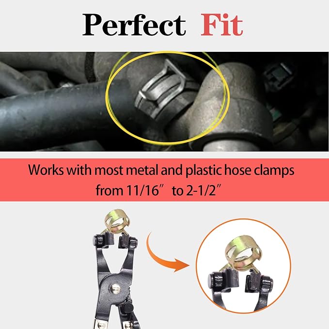 Swpeet 9Pcs Red Long Reach Flexible Wire Spring Hose Clamp Pliers Remover Assortment Kit, Clic R Type Angled Swivel Jaw and Flat Band Pliers for Automotive Radiator Heater and Water Hose