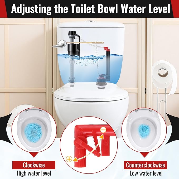2 Inch Toilet Flusher Replacement Kit, Toilet Flusher Repair Kit Include Adjustable Fill Valve with Flapper, Metal Front Flush Handle, Gasket and Bolts, Anti-Siphon Repair Parts Tank(2 Set)