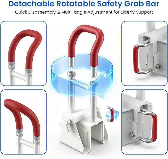 Bathtub Safety Rail with Double Bathtub Handles for Seniors, Adjustable