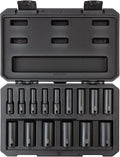TEKTON 3/8 Inch Drive Deep 6-Point Impact Socket Set, 15-Piece (1/4-1 in.) - Case | SID91301 | (1/4 - 1 in.), Deep, 6-Point, Case