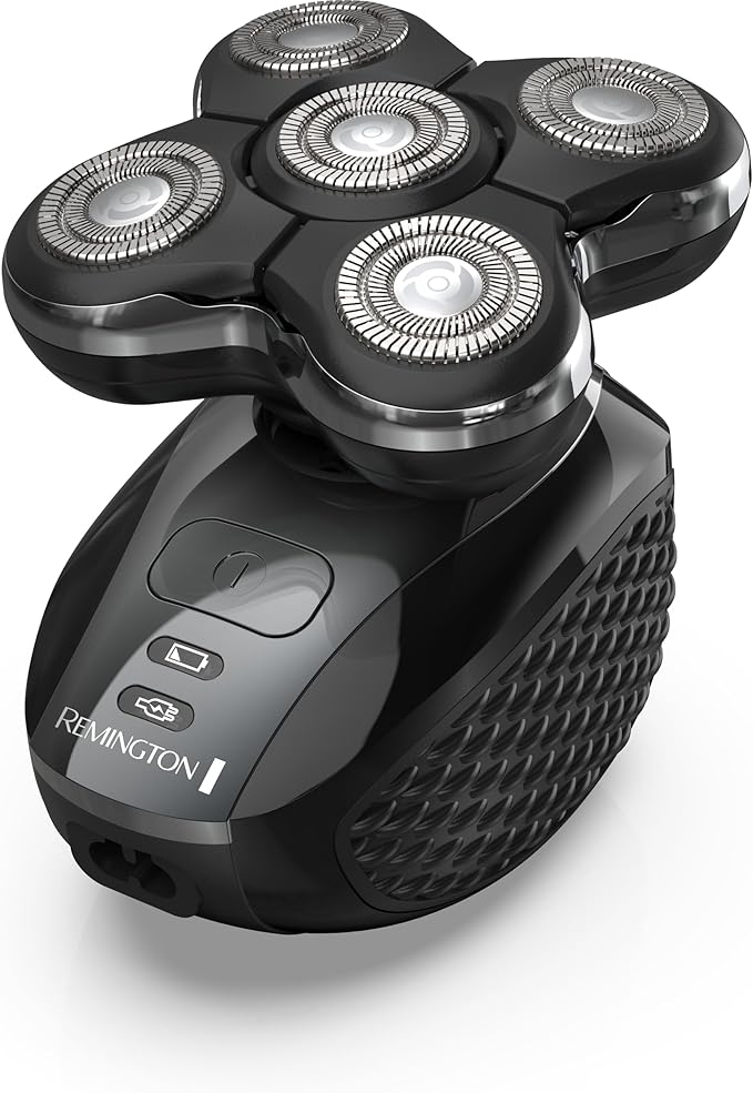 Remington Balder Pro XR7000 Head Shaver for Bald Men, Cordless Electric Razor, 5 Dual Track Rotary Blades, Waterproof Wet/Dry, Lithium Rechargeable, Hair Capture Chamber, Pop-Up Trimmer