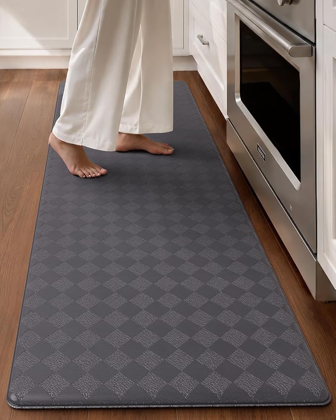 Color&Geometry Anti Fatigue Cushioned Kitchen Floor Mats,17"X59",Runner Rug Non Slip Waterproof,Memory Foam Padded Standing Mat for Front Sink,Grey