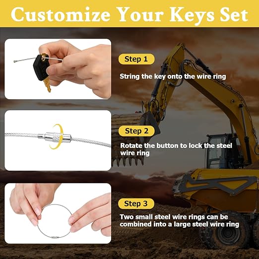 42 Heavy Equipment Keys Master Set, Machine Ignition Key for Cat Caterpillar John Deere Komatsu Volvo Bobcat Kubota JCB Case Hyster Yanmar Daewoo Takeuchi New Holland Construction Equipment