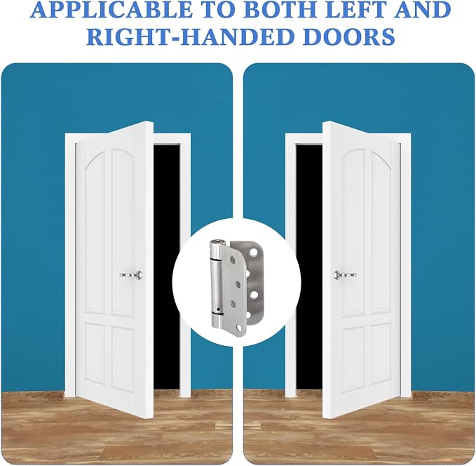 Yaocom 10 Pack Self Closing Door Hinge 4 Inch Spring Loaded Hinges with 5/8'' Radius Corners Automatic Door Closer Hinge Adjustable Tension for Garage, Residential(Silver)