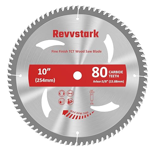 10 Inch Table Saw Blades TCT Circular Saw Blade 80T with 5/8" Arbor, Fine Finish Carbide Miter Saw Blades for Cutting Various Wood Fit Dewalt Craftsman Ryobi