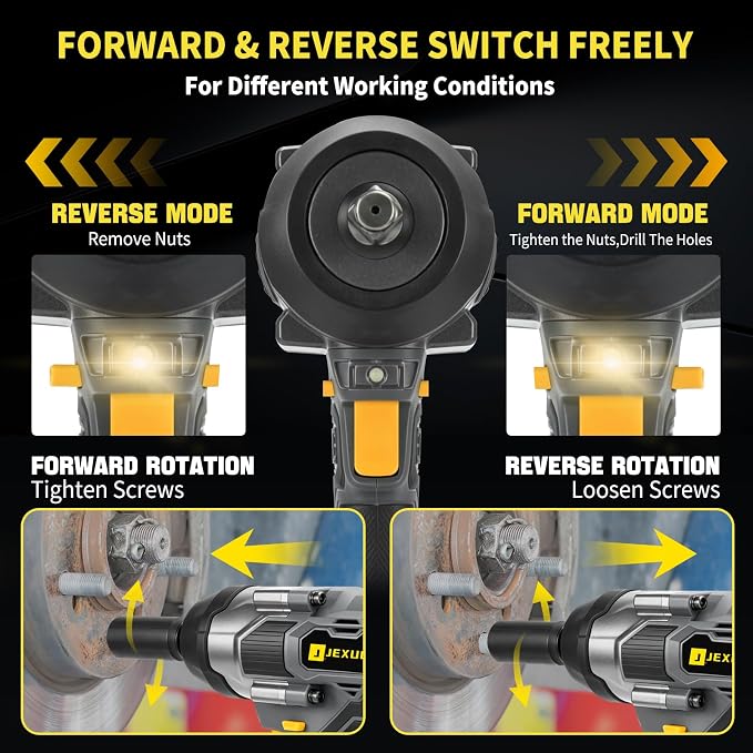 2200Nm Cordless Impact Wrench, 1/2" Electric Impact Gun with 2 x 6.0Ah Batteries, 21V Brushless High Torque Impact Wrench with 5 Pneumatic Sockets, Impact Driver for Truck Tire Lug Nut Removal