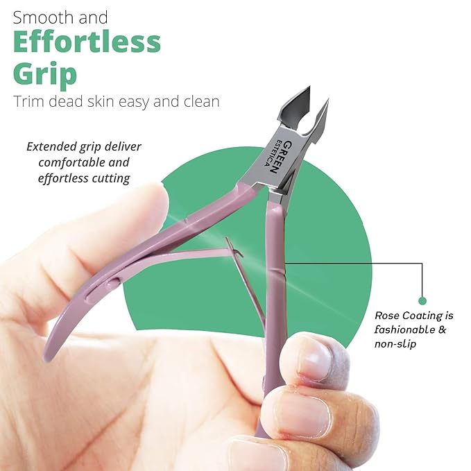 Professional Cuticle Trimmer Nail Cuticle Cutter Stainless Steel Cuticle Nippers with Sharp Blades Double Spring Manicure Tools for Nail Care Pedicure Home Spa (Rose - Pusher Included)