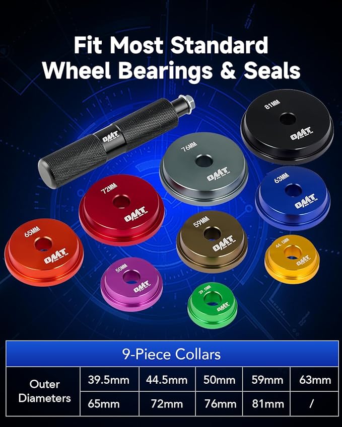 Orion Motor Tech Bearing Press Kit, 10pc Bearing Race and Seal Driver Set with Seal Driver and 9 Bearing Adapters, Seal Installer Bearing Driver Kit for Bearing Installation
