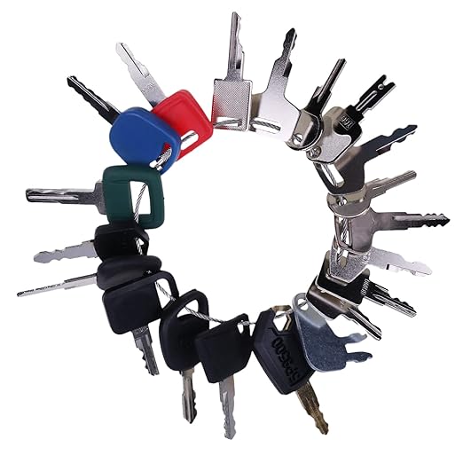 JZGRDN 20PCS Heavy Equipment Key Set for Caterpillar, Komatsu, Hitachi, Kubota, John Deere