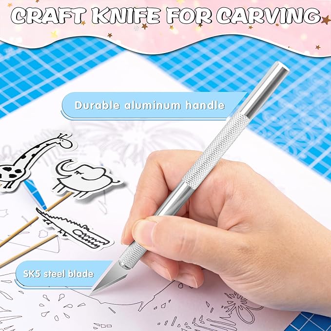 DIYSELF Exacto Knife, 4 PCS Craft Knife with 40 Exacto Blades #11, Professional Hobby Knives, Precision Knives for Crafting, Scrapbook, Modeling, Carving, Art