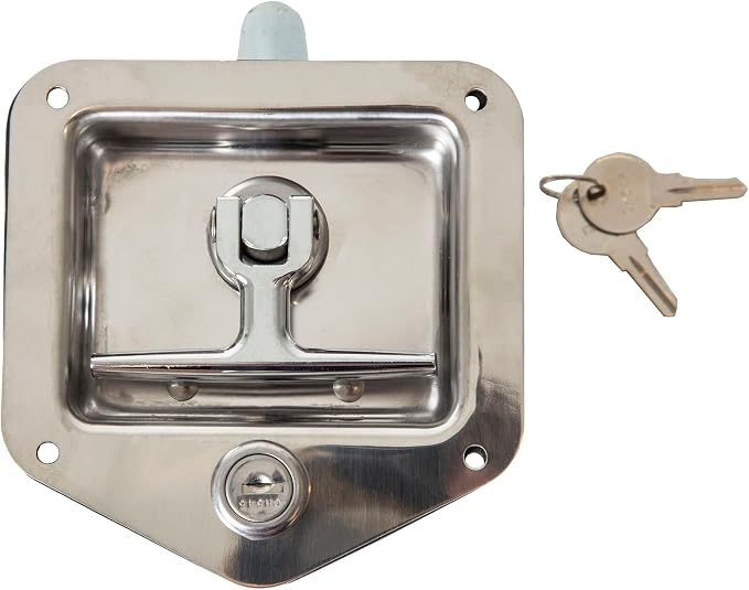 Buyers Products L8815 Locking T-Handle Latch, 2 Pack, Stainless Steel | Locking T-Handle Latch 2-Pack Helps Secure Tool Boxes, Trailer Doors, RVs, Campers, And Truck Caps For Daily Transport