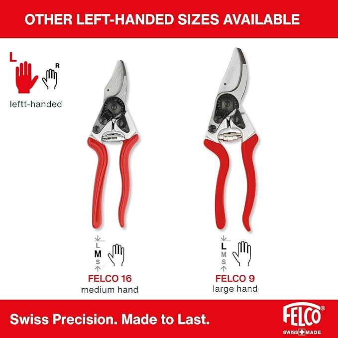 Felco F6 Pruning Shears – 7.7" Swiss-Made Garden Clippers for Medium Hands | Hand Pruners for Gardening | Garden Tool Cutter with Precision Bypass Blade, Forged Aluminum Handles, Replaceable Parts