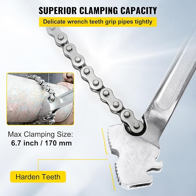 VEVOR 24 Inch Pipe Chain Wrench Heavy Duty 6.7 Inch Chain Wrench