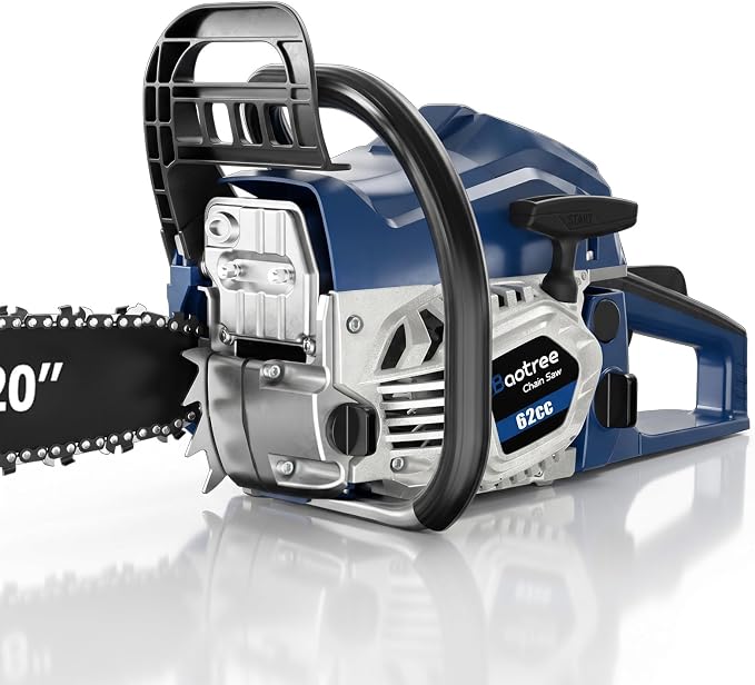 62cc 20 & 24 Inch Gas Chainsaw for Tree Cutting, Firewood, Logging | 2-Cycle Engine & Anti-Vibration System, Quick Start Technology