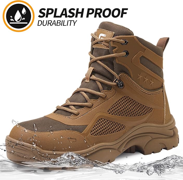 Steel Toe Boots for Men Work Boots for Men Breathable High Top Work Shoes Lightweight Indestructible Safety Shoes Industry Construction Safety Footwear